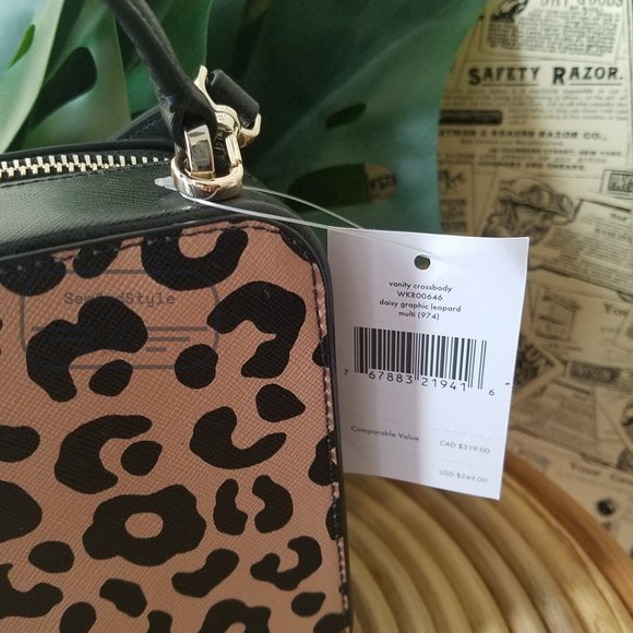 - KATE SPADE DAISY GRAPHIC LEOPARD VANITY CROSSBODY BAG BLACK REMI NWT $249 - Picture 8 of 8